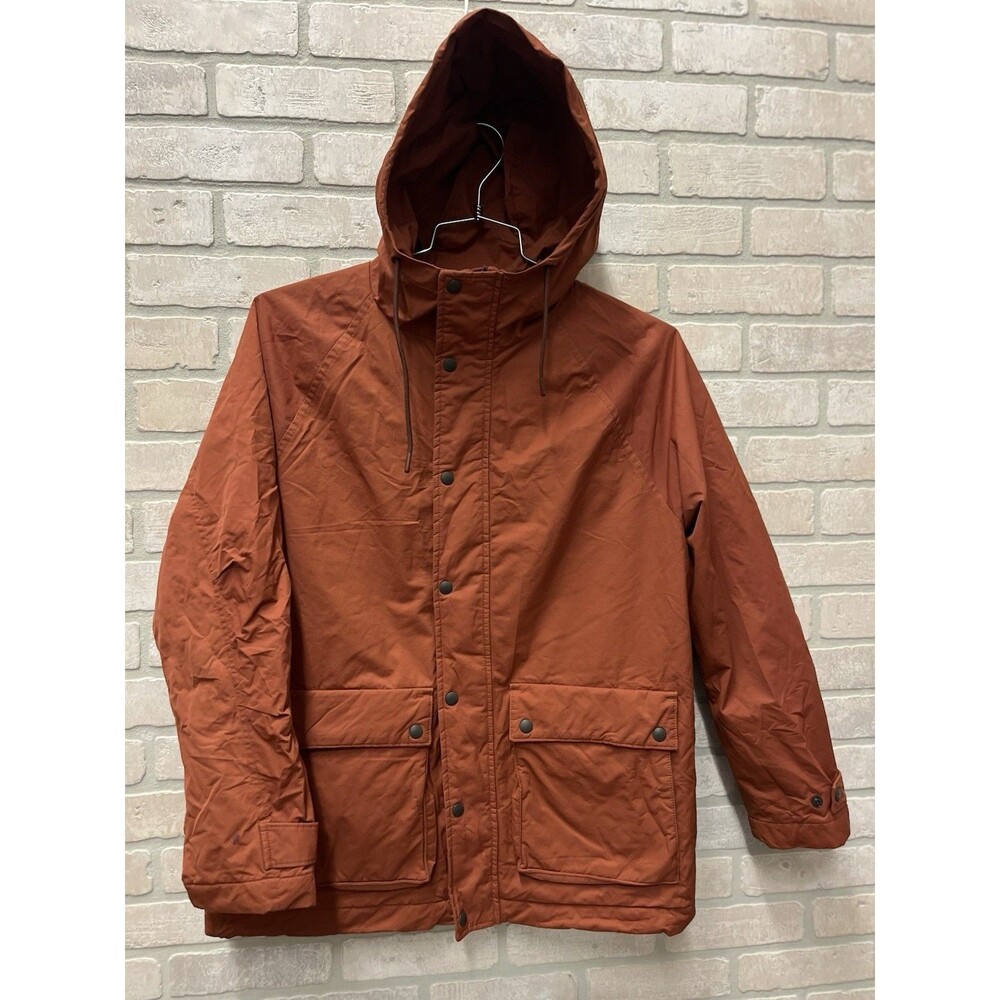 Gap Men's Soft Solid Relaxed Full Zip button Hooded Jacket True orange Sz M